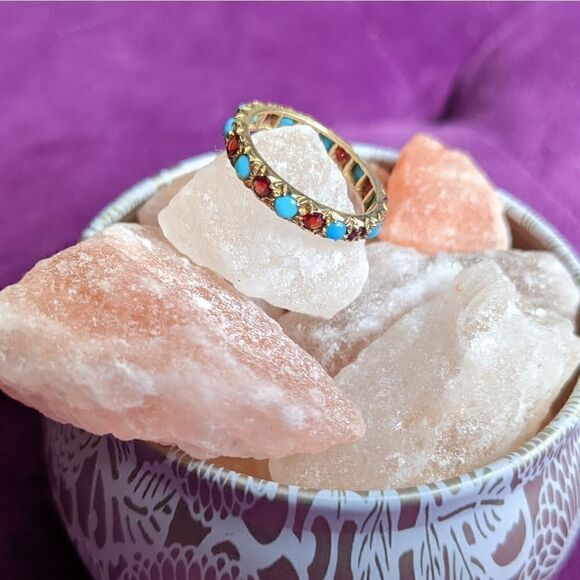 garnet and turquoise eternity band - Picture 4 of 5